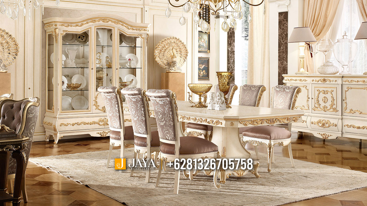 Model Meja Makan Mewah Klasik Ukiran Elegant Luxury Darayani JM183
