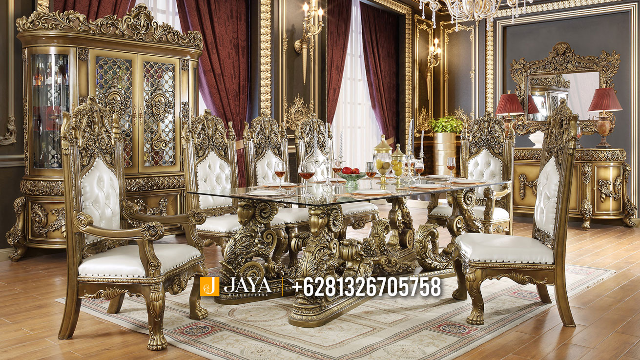 Good Quality Meja Makan Mewah Jepara Luxury Carving Grade A Blaise JM285