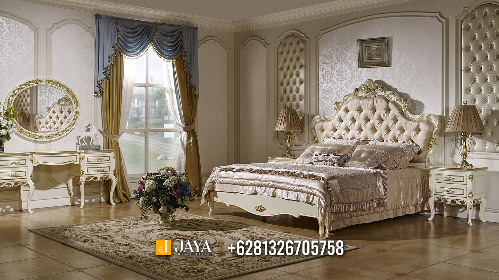 High Quality Furniture Kamar Set Mewah Terbaru Furniture Ukir JM345