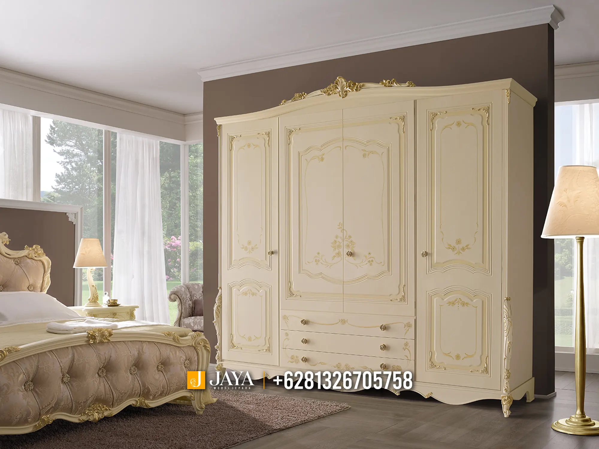 Lemari Pakaian Mewah Desain Cantik Luxury Duco Furniture Murah JM313