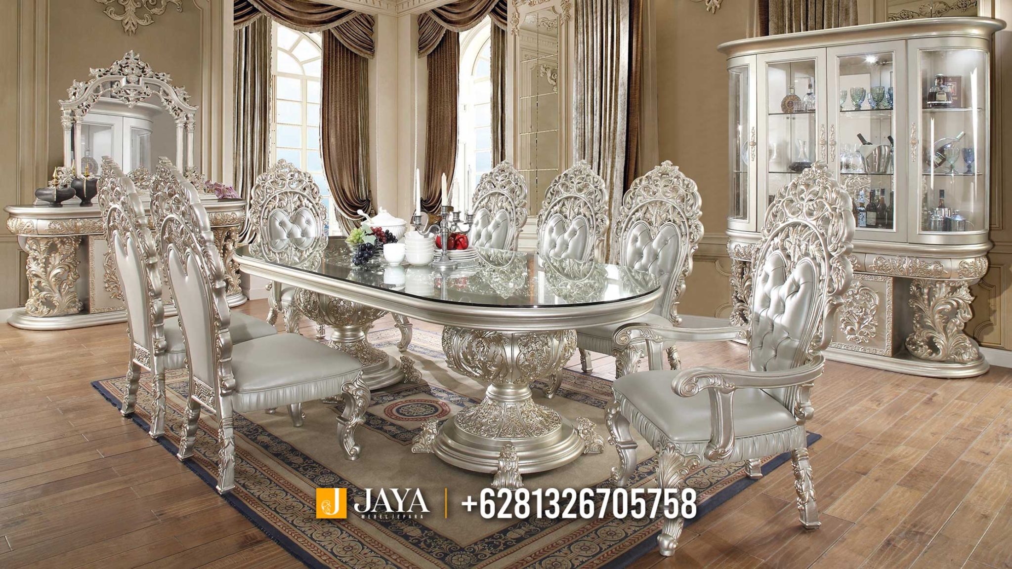 Beautiful Piralys Meja Makan Mewah Jepara Terbaru Carving Luxury JM364