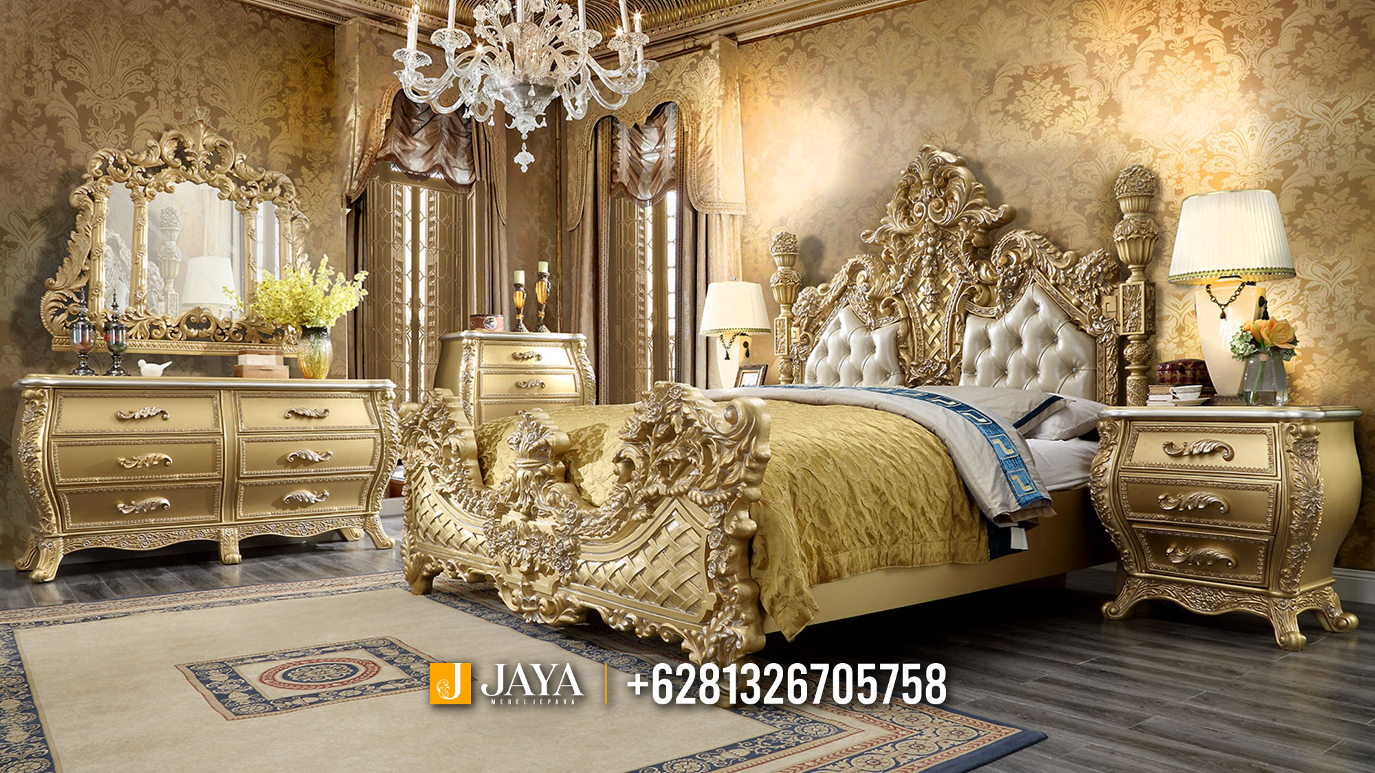 Golden Kayonna Tempat Tidur Mewah Jepara Big Sale Last Year JM561