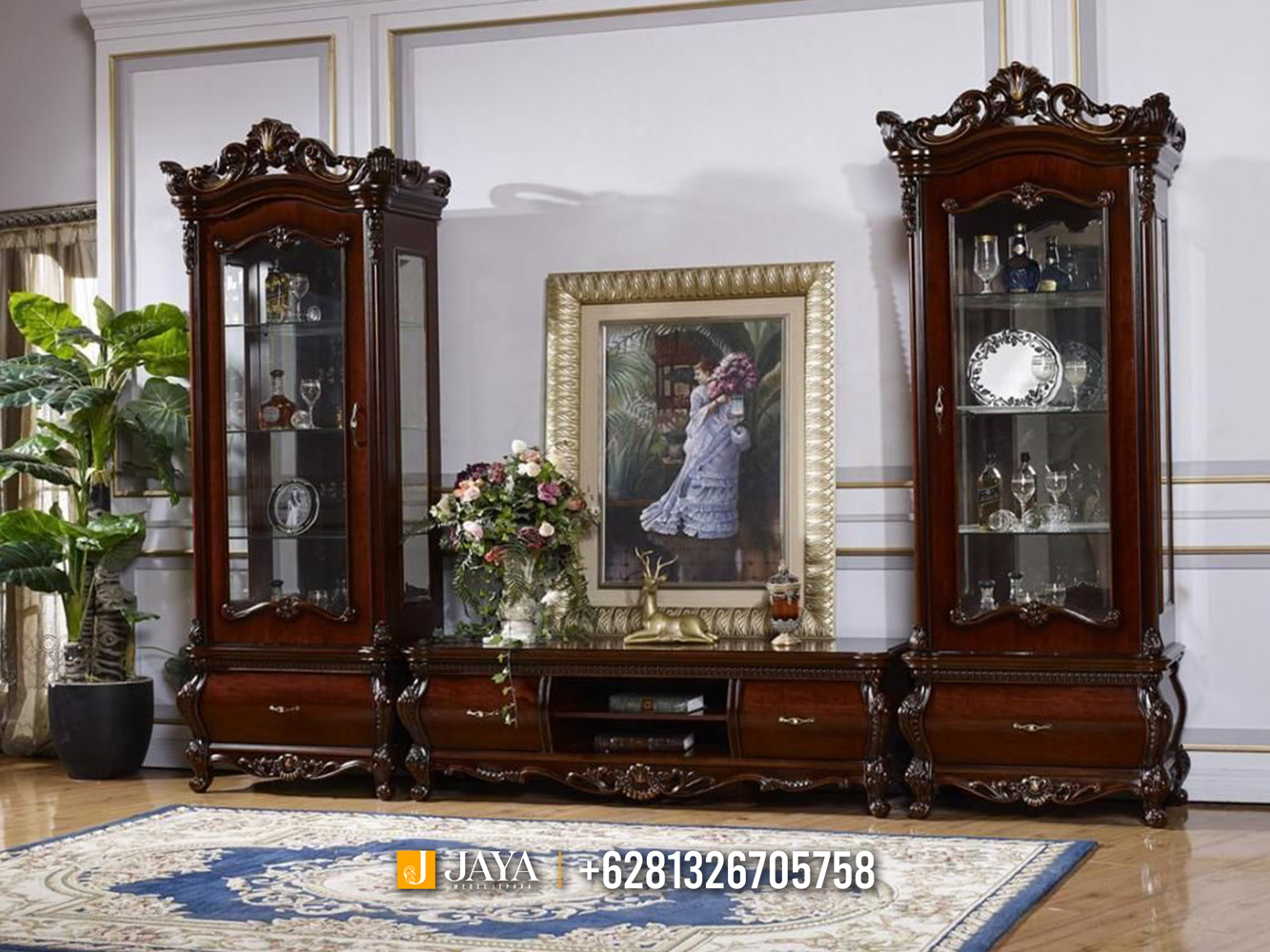 Popular Furniture Jepara Bufet TV Mewah Jati Kenzy Glossy JM518