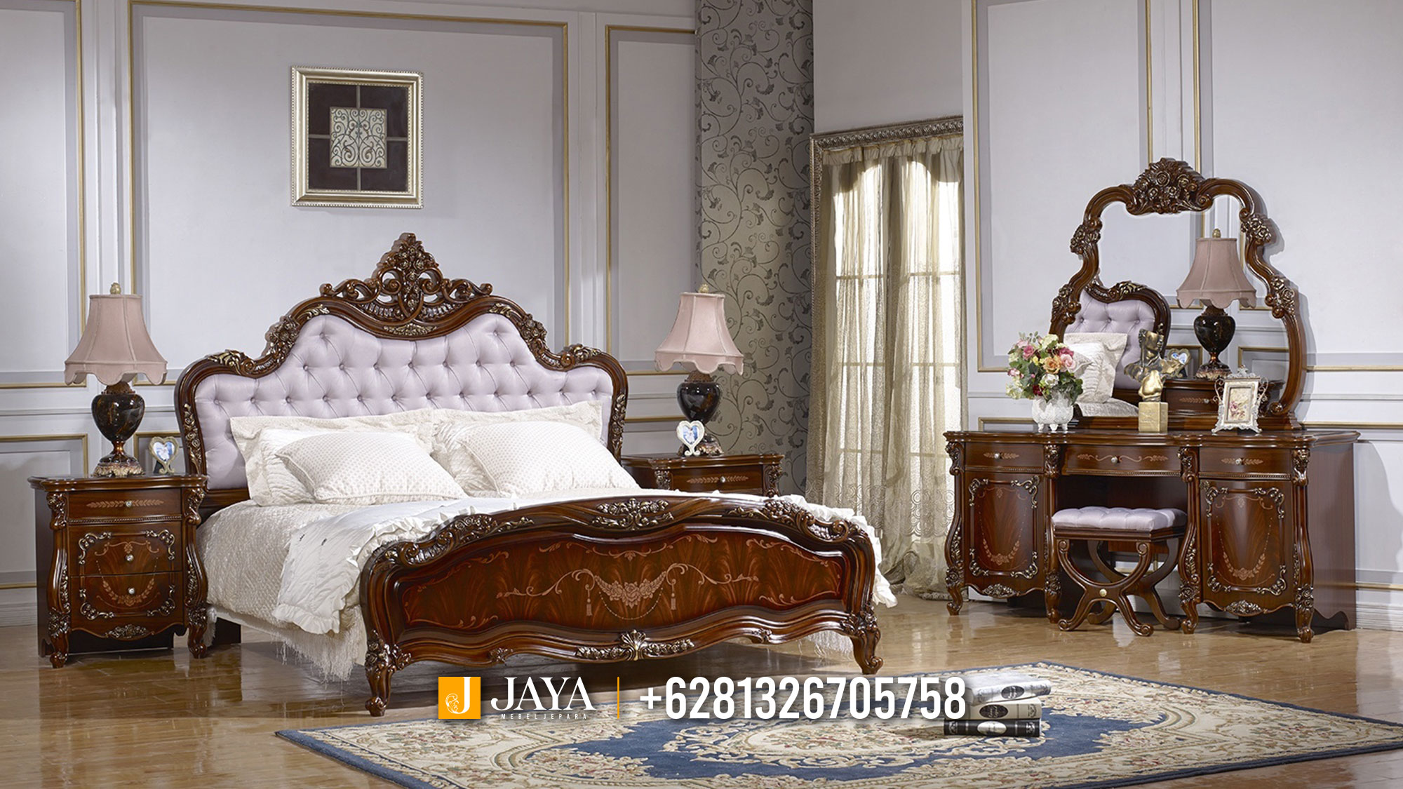 Tempat Tidur Mewah Jati Terbaru Best Classic Carving Angelina JM570