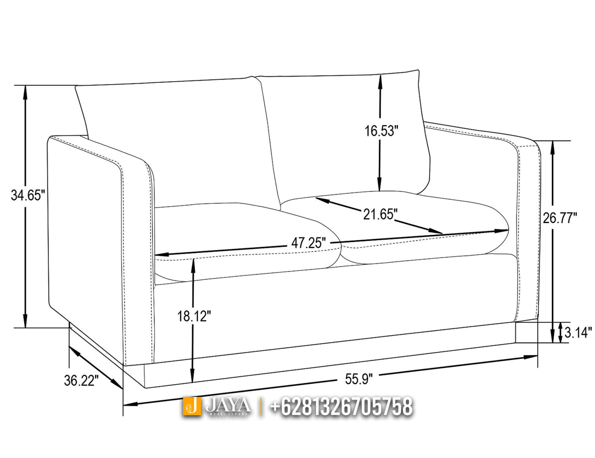 Desain Sofa Minimalis Terbaru 2 Seater Elegant Model JM767.2