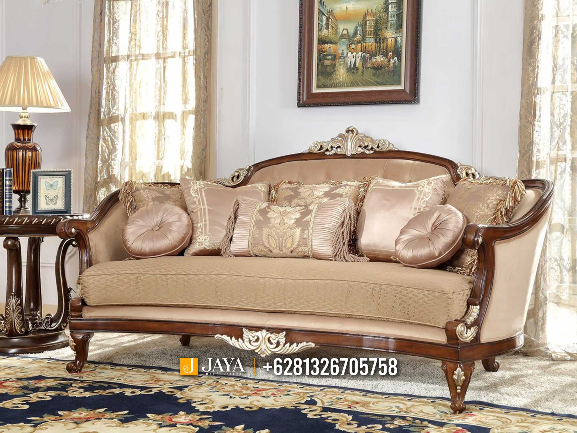 New Sofa Tamu Mewah Jepara Classic Carving Luxury Natural Color JM688.1