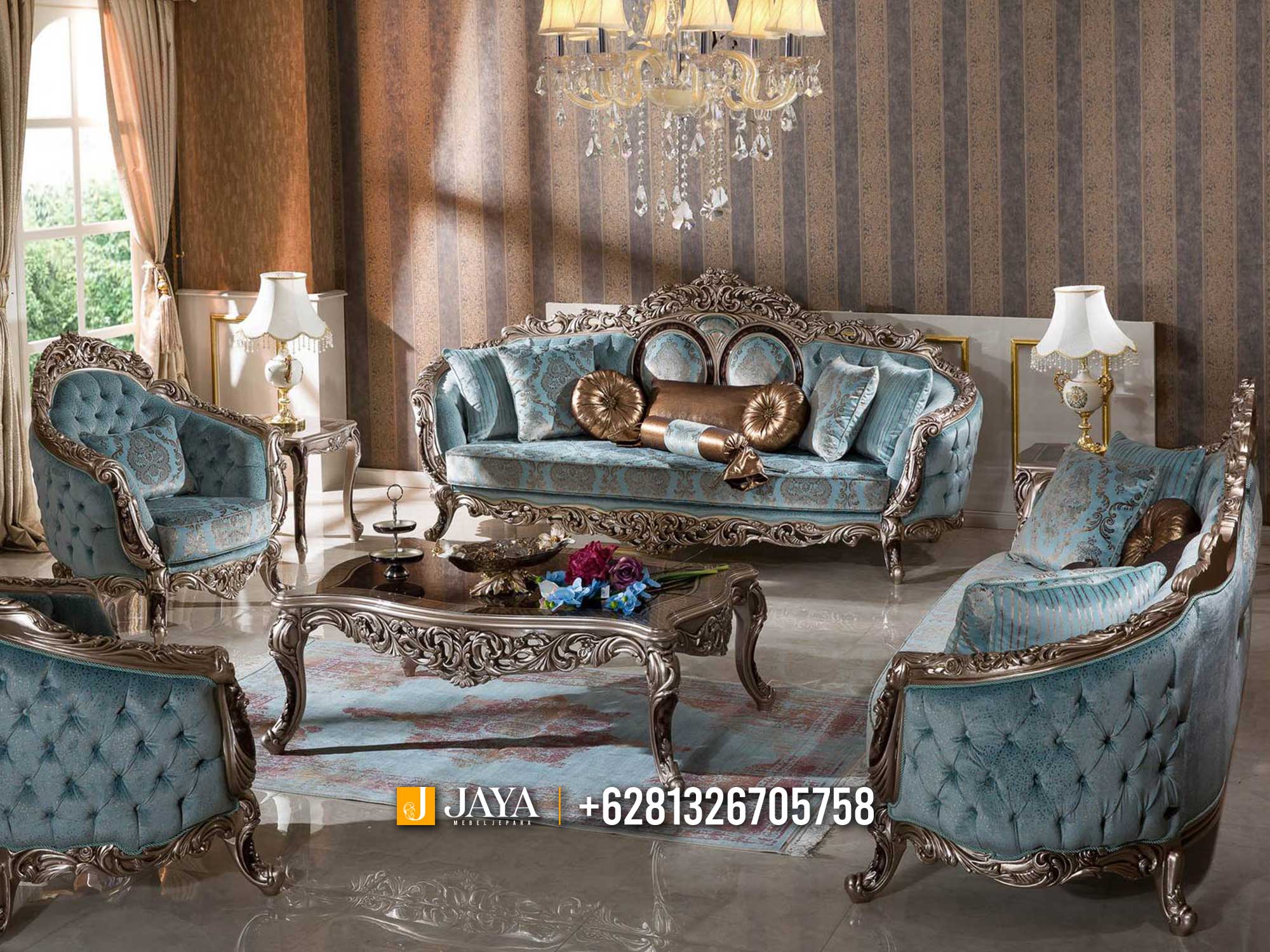 Sofa Tamu Mewah Luxury Majestic Carving New Louise Design JM694