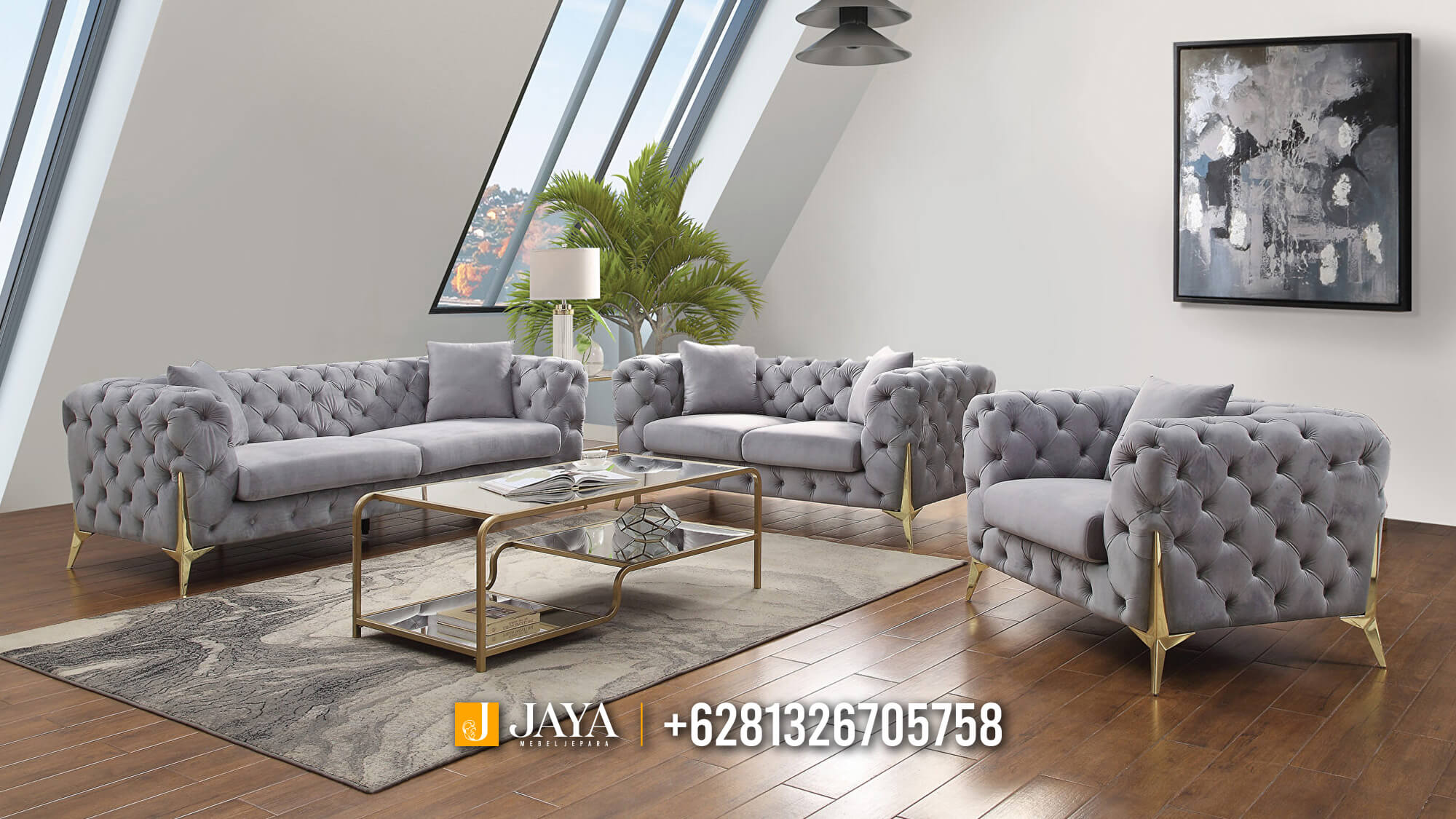 Sofa Tamu Modern Minimalis Elegant Stainless Steel JM756