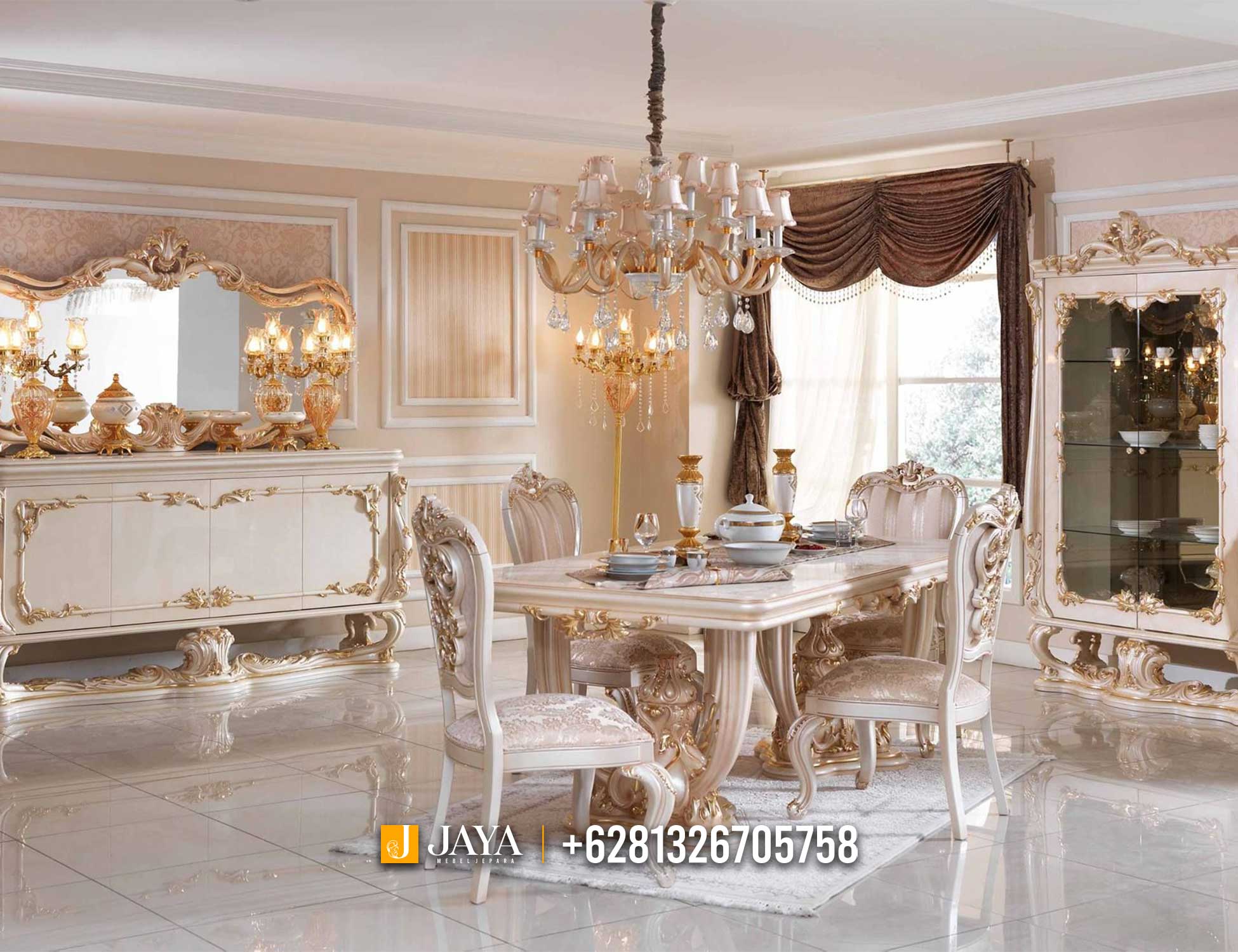 Set Meja Makan Mewah Ukiran Klasik Arabian Majestic Luxury JM877
